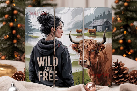 Wild and Free Cowgirl 20oz Tumbler Wrap Sublimation DesignSVG 