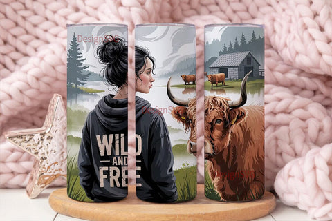 Wild and Free Cowgirl 20oz Tumbler Wrap Sublimation DesignSVG 