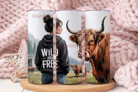 Wild and Free Cowgirl 20oz Tumbler Wrap Sublimation DesignSVG 