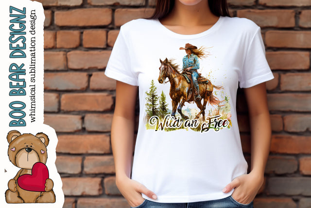 Wild And free horse Clipart Sublimation Boo Bear Designz 