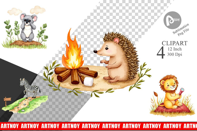 Wild Animal Adventure Clipart Sublimation artnoy 
