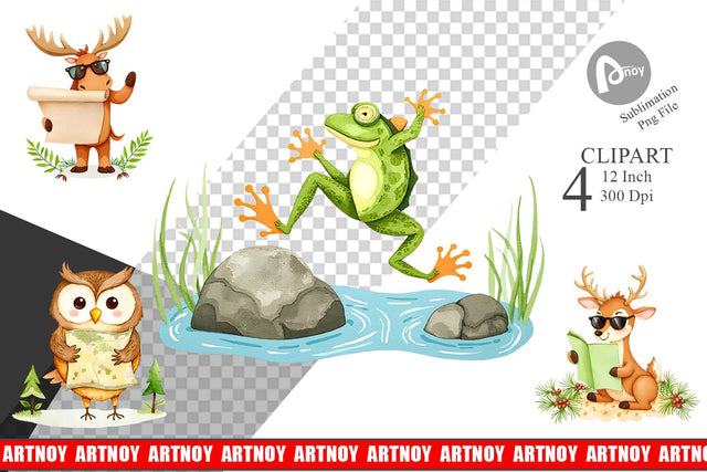 Wild Animal Adventure Clipart Sublimation artnoy 