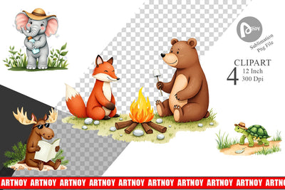 Wild Animal Adventure Clipart Sublimation artnoy 