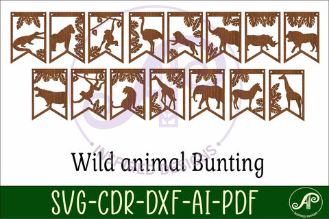 Wild animal bunting banner SVG laser cut SVG APInspireddesigns 