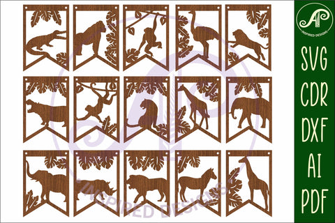 Wild animal bunting banner SVG laser cut SVG APInspireddesigns 