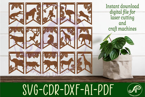 Wild animal bunting banner SVG laser cut SVG APInspireddesigns 