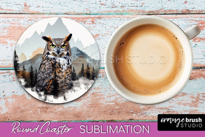 Wild Animals Coaster Sublimation - Mountain Round Coaster Sublimation OrangeBrushStudio 