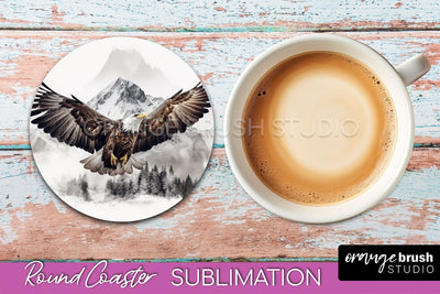 Wild Animals Coaster Sublimation - Mountain Round Coaster Sublimation OrangeBrushStudio 