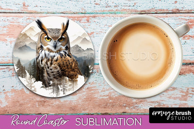 Wild Animals Coaster Sublimation - Mountain Round Coaster Sublimation OrangeBrushStudio 