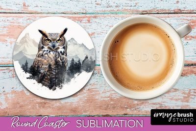Wild Animals Coaster Sublimation - Mountain Round Coaster Sublimation OrangeBrushStudio 
