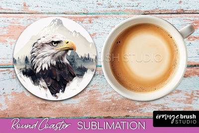 Wild Animals Coaster Sublimation - Mountain Round Coaster Sublimation OrangeBrushStudio 