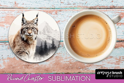 Wild Animals Coaster Sublimation - Mountain Round Coaster Sublimation OrangeBrushStudio 