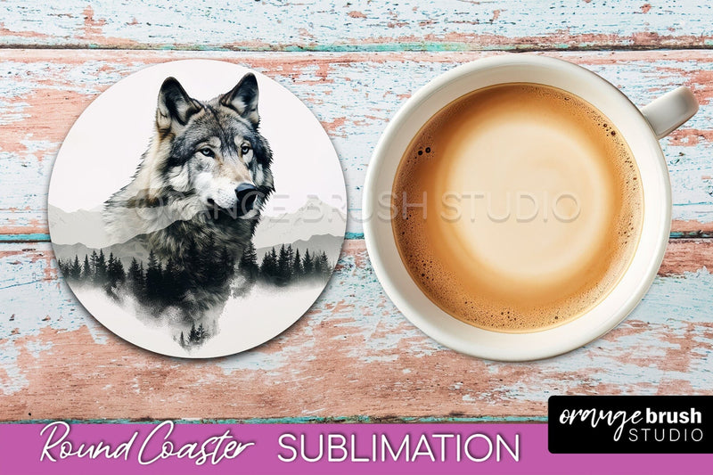 Wild Animals Coaster Sublimation - Mountain Round Coaster Sublimation OrangeBrushStudio 