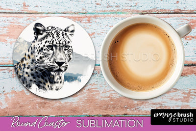 Wild Animals Coaster Sublimation - Mountain Round Coaster Sublimation OrangeBrushStudio 