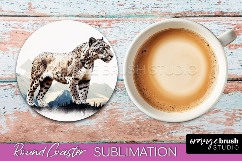 Wild Animals Coaster Sublimation - Mountain Round Coaster Sublimation OrangeBrushStudio 