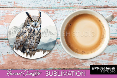 Wild Animals Coaster Sublimation - Mountain Round Coaster Sublimation OrangeBrushStudio 