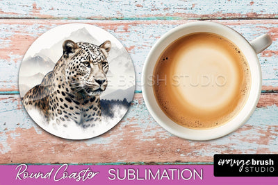 Wild Animals Coaster Sublimation - Mountain Round Coaster Sublimation OrangeBrushStudio 