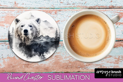 Wild Animals Coaster Sublimation - Mountain Round Coaster Sublimation OrangeBrushStudio 
