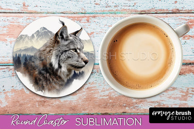 Wild Animals Coaster Sublimation - Mountain Round Coaster Sublimation OrangeBrushStudio 