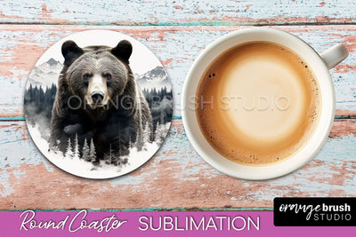 Wild Animals Coaster Sublimation - Mountain Round Coaster Sublimation OrangeBrushStudio 