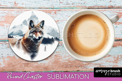 Wild Animals Coaster Sublimation - Mountain Round Coaster Sublimation OrangeBrushStudio 