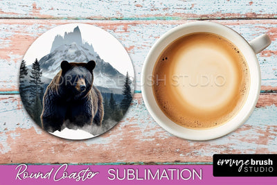 Wild Animals Coaster Sublimation - Mountain Round Coaster Sublimation OrangeBrushStudio 