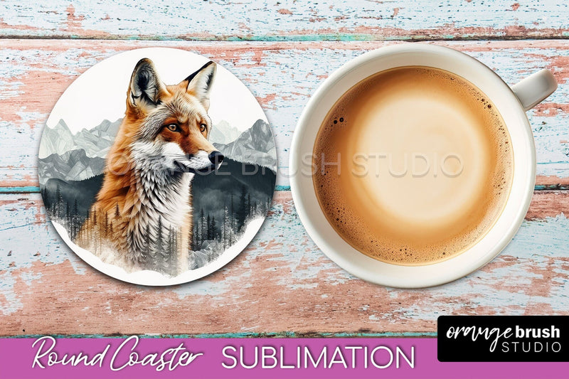 Wild Animals Coaster Sublimation - Mountain Round Coaster Sublimation OrangeBrushStudio 