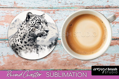 Wild Animals Coaster Sublimation - Mountain Round Coaster Sublimation OrangeBrushStudio 
