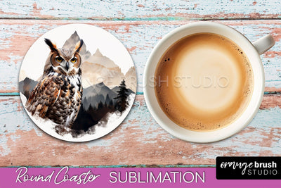 Wild Animals Coaster Sublimation - Mountain Round Coaster Sublimation OrangeBrushStudio 
