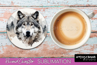 Wild Animals Coaster Sublimation - Mountain Round Coaster Sublimation OrangeBrushStudio 