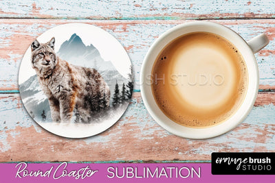 Wild Animals Coaster Sublimation - Mountain Round Coaster Sublimation OrangeBrushStudio 