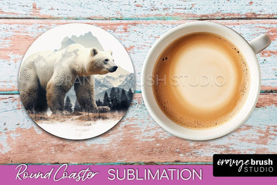 Wild Animals Coaster Sublimation - Mountain Round Coaster Sublimation OrangeBrushStudio 