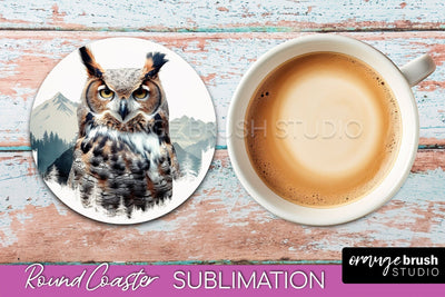 Wild Animals Coaster Sublimation - Mountain Round Coaster Sublimation OrangeBrushStudio 