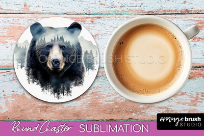 Wild Animals Coaster Sublimation - Mountain Round Coaster Sublimation OrangeBrushStudio 