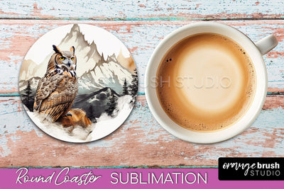 Wild Animals Coaster Sublimation - Mountain Round Coaster Sublimation OrangeBrushStudio 
