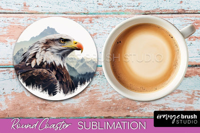Wild Animals Coaster Sublimation - Mountain Round Coaster Sublimation OrangeBrushStudio 