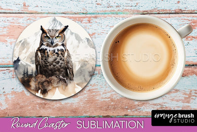 Wild Animals Coaster Sublimation - Mountain Round Coaster Sublimation OrangeBrushStudio 