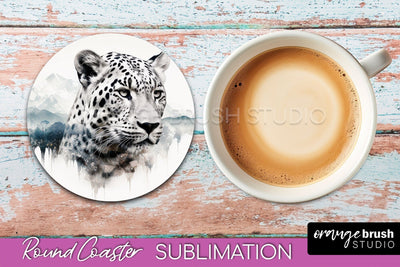 Wild Animals Coaster Sublimation - Mountain Round Coaster Sublimation OrangeBrushStudio 