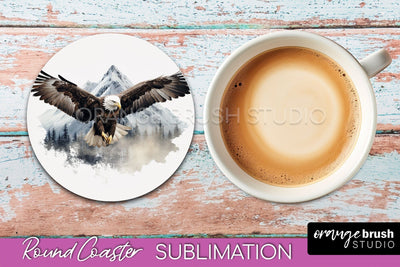 Wild Animals Coaster Sublimation - Mountain Round Coaster Sublimation OrangeBrushStudio 