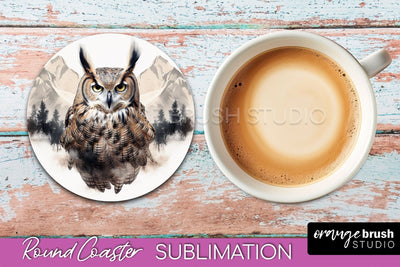 Wild Animals Coaster Sublimation - Mountain Round Coaster Sublimation OrangeBrushStudio 