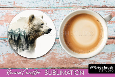 Wild Animals Coaster Sublimation - Mountain Round Coaster Sublimation OrangeBrushStudio 