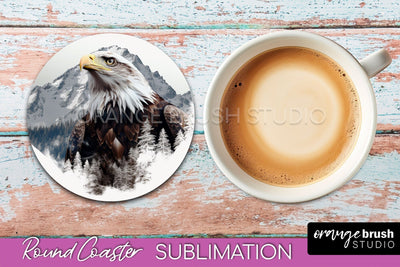 Wild Animals Coaster Sublimation - Mountain Round Coaster Sublimation OrangeBrushStudio 