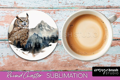 Wild Animals Coaster Sublimation - Mountain Round Coaster Sublimation OrangeBrushStudio 