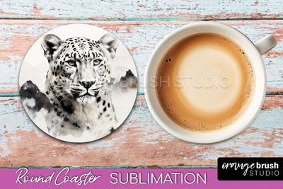 Wild Animals Coaster Sublimation - Mountain Round Coaster Sublimation OrangeBrushStudio 