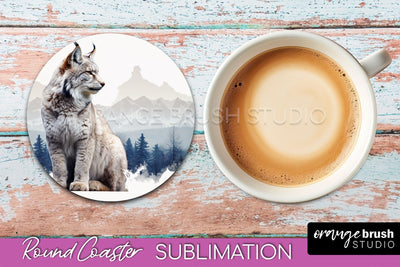 Wild Animals Coaster Sublimation - Mountain Round Coaster Sublimation OrangeBrushStudio 