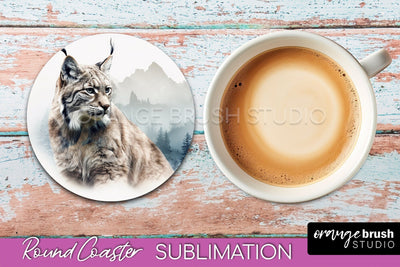Wild Animals Coaster Sublimation - Mountain Round Coaster Sublimation OrangeBrushStudio 
