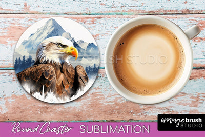 Wild Animals Coaster Sublimation - Mountain Round Coaster Sublimation OrangeBrushStudio 