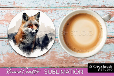 Wild Animals Coaster Sublimation - Mountain Round Coaster Sublimation OrangeBrushStudio 