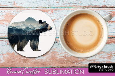 Wild Animals Coaster Sublimation - Mountain Round Coaster Sublimation OrangeBrushStudio 