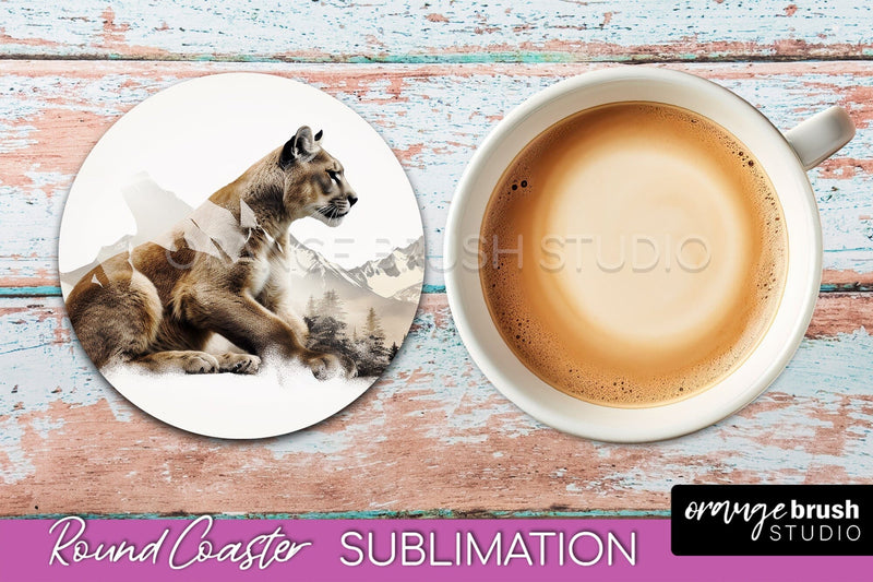 Wild Animals Coaster Sublimation - Mountain Round Coaster Sublimation OrangeBrushStudio 